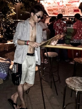 「no brand（ノーブランド）のアイテム（ショルダーバッグ、ブラック系）」を使った、ゆうぞー▼▲▼▲さん（メンズ・175cm）の秋コーディネート