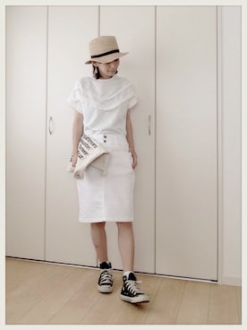 「アイテム（アクセサリー、パープル系）」を使った、Mi-chaan○さん（レディース・159cm）の夏コーディネート