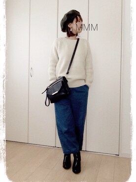 「アイテム（アクセサリー、パープル系）」を使った、Mi-chaan○さん（レディース・159cm）の秋コーディネート