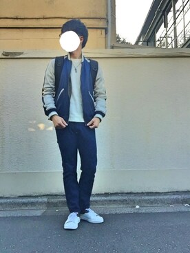 「MYne（マイン）のアイテム（シューズ）」を使った、あとぅむさん（メンズ・169cm）の冬コーディネート