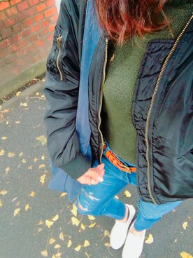 「SpRay（スプレイ）のアイテム（MA-1）」を使った、miikoさん（レディース・160cm）の秋コーディネート