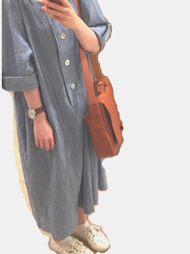 「古着ワンピ」｜「アイテム（アナログ腕時計）」を使った、Mizuki*さん（レディース・150cm）の夏コーディネート
