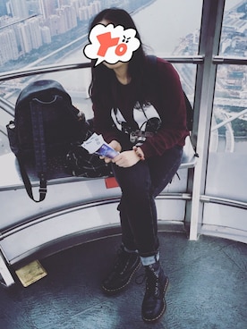 「travel」｜「アイテム（パーカー）」を使った、alisonxさん（レディース・159cm）の春コーディネート