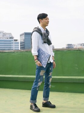 ダメージデニムパンツ のメンズ人気ファッションコーディネート 地域 韓国 季節 3月 5月 Wear