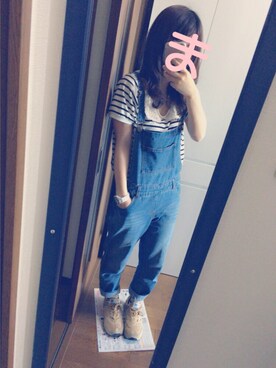 「時計」｜「アイテム（オールインワン・サロペット）」を使った、とぅんさん（レディース・153cm）の春コーディネート