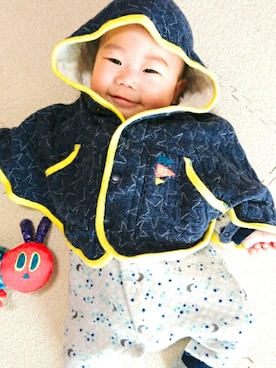「BRANSHES（ブランシェス）のアイテム（ポンチョ）」を使った、ゆう×いおさん（キッズ・60cm）の冬コーディネート