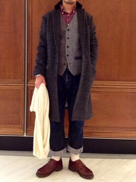 「チェスター」｜「アイテム（その他シューズ）」を使った、Yuta Okazakiさん（メンズ・165cm）の冬コーディネート