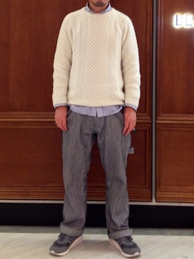 「ヒッコリーデニム」｜Yuta Okazakiさん（メンズ・165cm）の冬コーディネート