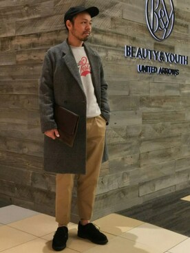 ビューティ＆ユース ユナイテッドアローズ 西宮店｜Yuta Okazaki使用「BEAUTY&YOUTH UNITED ARROWS（BY ロゴ キャップ）」的時尚穿搭