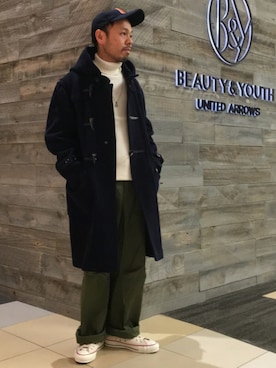 「アイテム（ダッフルコート）」を使った、Yuta Okazakiさん（メンズ・165cm）の冬コーディネート