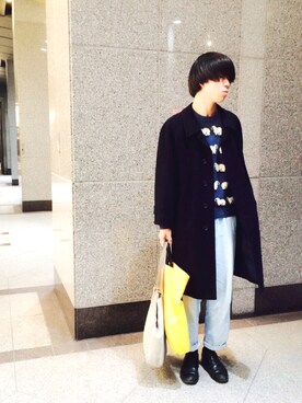 「アイテム（ステンカラーコート）」を使った、akira さん（メンズ・177cm・10代）の冬コーディネート