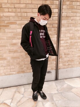 「EDWIN（エドウィン）のアイテム（その他シューズ）」を使った、GeNNさん（メンズ・178cm）の冬コーディネート