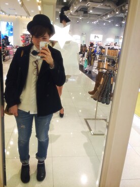 「ボーイッシュ」｜「アイテム（ピーコート）」を使った、mucco☺︎さん（レディース・159cm）の冬コーディネート