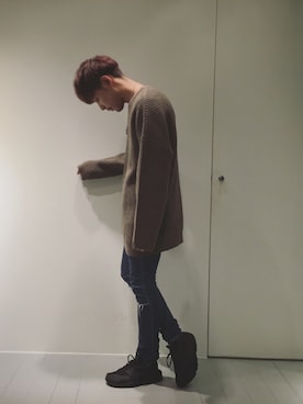 「WVM（ダブルヴイエム）のアイテム（デニムパンツ）」を使った、ゆうたさん（メンズ・170cm）の冬コーディネート