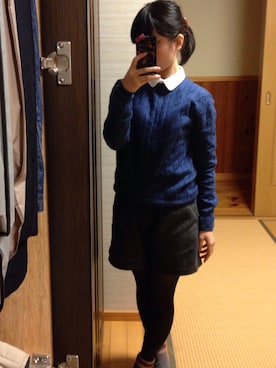 「blue」｜「アイテム（タイツ/ストッキング）」を使った、あぽろさん（レディース・148cm）の冬コーディネート