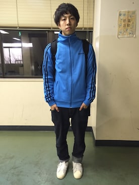 「アイテム（ジャージ）」を使った、金子さん（メンズ・167cm・10代）の秋コーディネート