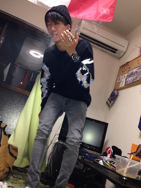 「DSQUARED2（ディースクエアード）のアイテム（ニットキャップ/ビーニー）」を使った、gollumさん（メンズ・168cm）の夏コーディネート