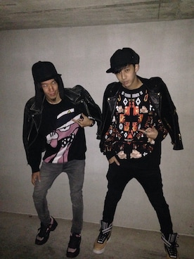 「GIVENCHY」｜「アイテム（ライダースジャケット）」を使った、gollumさん（メンズ・168cm）の冬コーディネート
