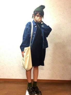 ほのたぬ(はのけ) is wearing LOWRYS FARM "12ゲージキノウハイネックワンピーススリーブ　567513"