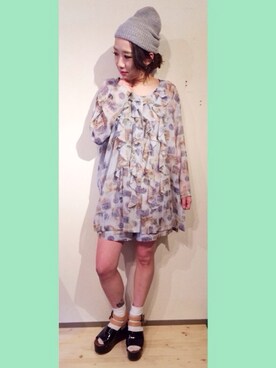 「アイテム（セットアップ、ブルー系）」を使った、ayumiさん（レディース・162cm）の春コーディネート