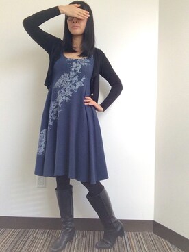 「blue」｜「アイテム（レギンス/スパッツ）」を使った、Lucyさん（レディース・168cm）の秋コーディネート