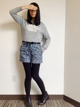 「shorts」｜「アイテム（スウェット）」を使った、Lucyさん（レディース・168cm）の秋コーディネート