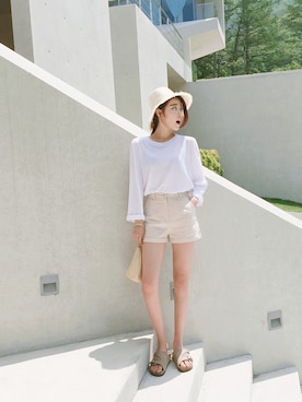「 ホワイト」｜FLYMODELさん（レディース・166cm）の夏コーディネート