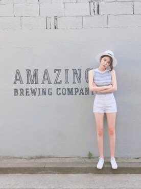 「FLYMODEL（フライモデル）のアイテム（トップス）」を使った、FLYMODELさん（レディース・167cm）の夏コーディネート