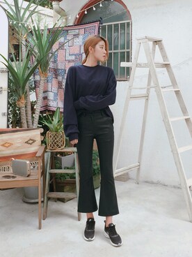 「FLYMODEL（フライモデル）のアイテム（スウェット）」を使った、FLYMODELさん（レディース・168cm）の夏コーディネート