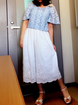 「MERCURYDUO（マーキュリーデュオ）のアイテム（その他パンツ、ホワイト系）」を使った、あさみさんの夏コーディネート