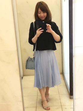 「MERCURYDUO（マーキュリーデュオ）の【BSC】 ラップ風プリーツガウチョPT（その他パンツ、ブルー系）」を使った、あさみさんの夏コーディネート
