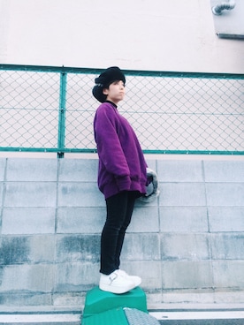 「PAMEO POSE」｜「アイテム（スウェット）」を使った、カオル ( K/O/R. )さん（レディース・156cm）の冬コーディネート