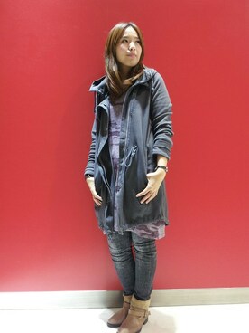 「AVIREX（アヴィレックス）のアイテム（チュニック）」を使った、kinukaさん（レディース・157cm）の秋コーディネート