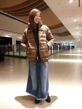「WEAR」｜「アイテム（ダウンジャケット/コート）」を使った、kinukaさん（レディース・158cm）の秋コーディネート