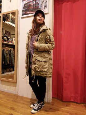 「AVIREX（アヴィレックス）のアイテム（チュニック）」を使った、kinukaさん（レディース・157cm）の秋コーディネート