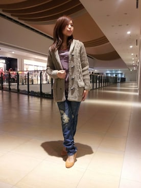 「TYPE BLUE（タイプブルー）のアイテム（パンツ）」を使った、kinukaさん（レディース・157cm）の冬コーディネート