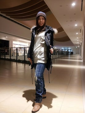 「TYPE BLUE（タイプブルー）のアイテム（パンツ）」を使った、kinukaさん（レディース・157cm）の冬コーディネート