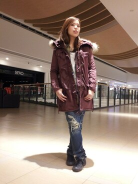「TYPE BLUE（タイプブルー）のアイテム（パンツ）」を使った、kinukaさん（レディース・157cm）の冬コーディネート