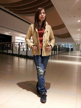 「TYPE BLUE（タイプブルー）のアイテム（パンツ）」を使った、kinukaさん（レディース・157cm）の冬コーディネート