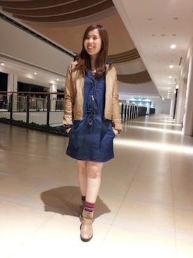 「TYPE BLUE（タイプブルー）のアイテム（ワンピース）」を使った、kinukaさん（レディース・157cm）の冬コーディネート