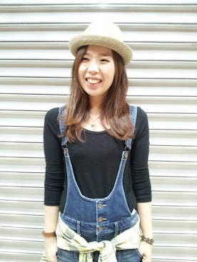 「TYPE BLUE（タイプブルー）のアイテム（サロペット/オーバーオール）」を使った、kinukaさん（レディース・157cm）の冬コーディネート