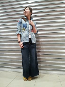 「TYPE BLUE（タイプブルー）のアイテム（スカート）」を使った、kinukaさん（レディース・157cm）の春コーディネート