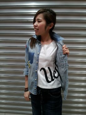 「TYPE BLUE（タイプブルー）のアイテム（スカート）」を使った、kinukaさん（レディース・157cm）の春コーディネート