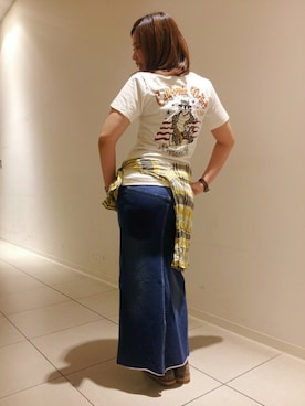 「TYPE BLUE（タイプブルー）のアイテム（スカート）」を使った、kinukaさん（レディース・157cm）の春コーディネート