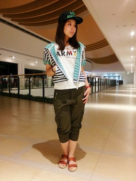 「TYPE BLUE（タイプブルー）のアイテム（Tシャツ/カットソー）」を使った、kinukaさん（レディース・157cm）の春コーディネート