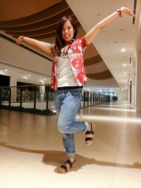 「TYPE BLUE（タイプブルー）のアイテム（Tシャツ/カットソー）」を使った、kinukaさん（レディース・157cm）の夏コーディネート