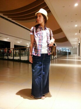 「TYPE BLUE（タイプブルー）のアイテム（スカート）」を使った、kinukaさん（レディース・157cm）の夏コーディネート