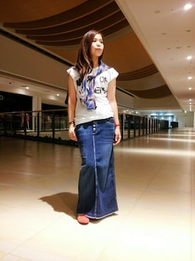 「TYPE BLUE（タイプブルー）のアイテム（スカート）」を使った、kinukaさん（レディース・157cm）の夏コーディネート