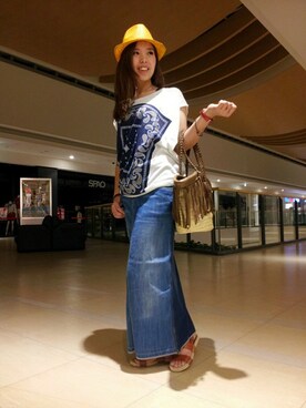 「TYPE BLUE（タイプブルー）のアイテム（スカート）」を使った、kinukaさん（レディース・157cm）の夏コーディネート