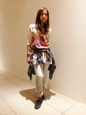 「TYPE BLUE（タイプブルー）のアイテム（パンツ）」を使った、kinukaさん（レディース・157cm）の秋コーディネート